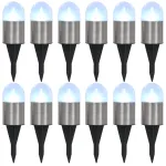 Lămpi solare de sol, 12 buc., alb, becuri LED GartenMobel Dekor