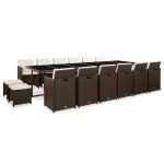 Set mobilier de exterior cu perne, 17 piese, maro, poliratan GartenMobel Dekor