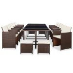 Set mobilier de grădină cu perne, 15 piese, maro, poliratan GartenMobel Dekor