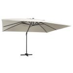 Umbrelă în consolă cu LED, stâlp din aluminiu nisipiu 400x300cm GartenMobel Dekor