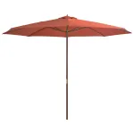 Umbrelă de soare de exterior, stâlp lemn, cărămiziu, 350 cm GartenMobel Dekor
