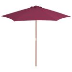 Umbrelă de soare de exterior, stâlp lemn, roșu bordo, 270 cm GartenMobel Dekor