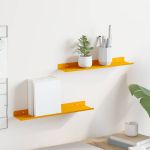 Raft suspendat 2 pcs Galben muștar 40 x 9 x 2,5 cm Oțel GartenMobel Dekor