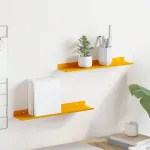 Raft suspendat 2 pcs Galben muștar 40 x 9 x 2,5 cm Oțel GartenMobel Dekor