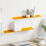 Raft suspendat 2 pcs Galben muștar 60 x 9 x 2,5 cm Oțel GartenMobel Dekor