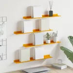 Raft suspendat 4 pcs Galben muștar 60 x 9 x 2,5 cm Oțel GartenMobel Dekor