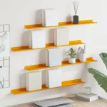 Raft suspendat 4 pcs Galben muștar 80 x 9 x 2,5 cm Oțel GartenMobel Dekor