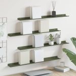 Raft suspendat 4 pcs Verde măsliniu 80 x 9 x 2,5 cm Oțel GartenMobel Dekor