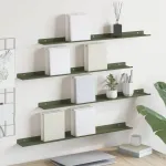 Raft suspendat 4 pcs Verde măsliniu 80 x 9 x 2,5 cm Oțel GartenMobel Dekor