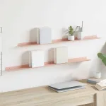 Raft suspendat Pe perete 2 pcs Roz 100 x 9 x 2,5 cm Oțel GartenMobel Dekor