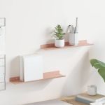 Raft suspendat Pe perete 2 pcs Roz 40 x 9 x 2,5 cm Oțel GartenMobel Dekor