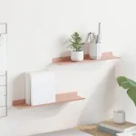 Raft suspendat Pe perete 2 pcs Roz 40 x 9 x 2,5 cm Oțel GartenMobel Dekor