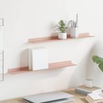 Raft suspendat Pe perete 2 pcs Roz 60 x 9 x 2,5 cm Oțel GartenMobel Dekor