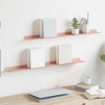 Raft suspendat Pe perete 2 pcs Roz 80 x 9 x 2,5 cm Oțel GartenMobel Dekor