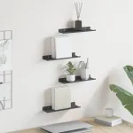 Raft suspendat Pe perete 4 pcs Antracit 30 x 9 x 2,5 cm Oțel GartenMobel Dekor