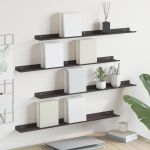 Raft suspendat Pe perete 4 pcs Negru 80 x 9 x 2,5 cm Oțel GartenMobel Dekor