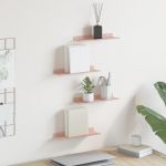 Raft suspendat Pe perete 4 pcs Roz 30 x 9 x 2,5 cm Oțel GartenMobel Dekor