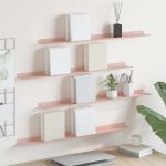 Raft suspendat Pe perete 4 pcs Roz 80 x 9 x 2,5 cm Oțel GartenMobel Dekor