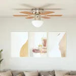 Ventilator tavan decorativ cu iluminare, 82 cm, maro deschis GartenMobel Dekor