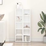 Dulapuri CD-uri, 2 buc. alb extralucios, 21 x 16 x 93,5 cm, PAL GartenMobel Dekor