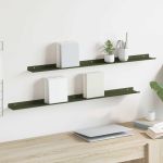 Raft suspendat 2 pcs Verde măsliniu 100 x 9 x 2,5 cm Oțel GartenMobel Dekor