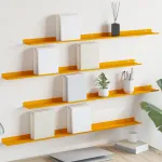 Raft suspendat 4 pcs Galben muștar 100 x 9 x 2,5 cm Oțel GartenMobel Dekor