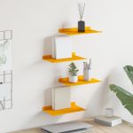 Raft suspendat 4 pcs Galben muștar 30 x 18 x 2,5 cm Oțel GartenMobel Dekor