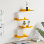 Raft suspendat 4 pcs Galben muștar 30 x 18 x 2,5 cm Oțel GartenMobel Dekor