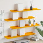 Raft suspendat 4 pcs Galben muștar 80 x 18 x 2,5 cm Oțel GartenMobel Dekor