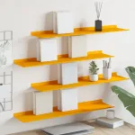 Raft suspendat 4 pcs Galben muștar 80 x 18 x 2,5 cm Oțel GartenMobel Dekor