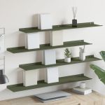 Raft suspendat 4 pcs Verde măsliniu 100 x 18 x 2,5 cm Oțel GartenMobel Dekor