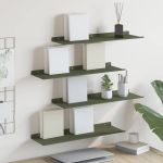 Raft suspendat 4 pcs Verde măsliniu 60 x 18 x 2,5 cm Oțel GartenMobel Dekor