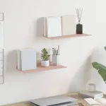 Raft suspendat Pe perete 2 pcs Roz 40 x 18 x 2,5 cm Oțel GartenMobel Dekor