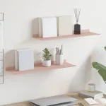 Raft suspendat Pe perete 2 pcs Roz 60 x 18 x 2,5 cm Oțel GartenMobel Dekor