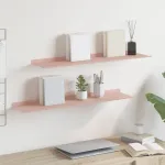 Raft suspendat Pe perete 2 pcs Roz 80 x 18 x 2,5 cm Oțel GartenMobel Dekor