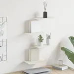 Raft suspendat Pe perete 4 pcs Alb 30 x 18 x 2,5 cm Oțel GartenMobel Dekor