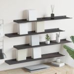 Raft suspendat Pe perete 4 pcs Negru 100 x 18 x 2,5 cm Oțel GartenMobel Dekor