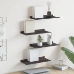 Raft suspendat Pe perete 4 pcs Negru 40 x 18 x 2,5 cm Oțel GartenMobel Dekor