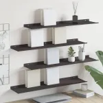 Raft suspendat Pe perete 4 pcs Negru 80 x 18 x 2,5 cm Oțel GartenMobel Dekor