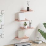 Raft suspendat Pe perete 4 pcs Roz 30 x 18 x 2,5 cm Oțel GartenMobel Dekor