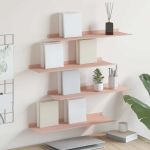 Raft suspendat Pe perete 4 pcs Roz 60 x 18 x 2,5 cm Oțel GartenMobel Dekor