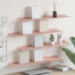 Raft suspendat Pe perete 4 pcs Roz 80 x 18 x 2,5 cm Oțel GartenMobel Dekor