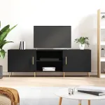 Comodă TV, negru, 150x30x50 cm, lemn compozit GartenMobel Dekor