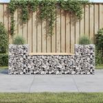 Bancă de grădină cu gabion, 183x41x60,5 cm, lemn masiv pin GartenMobel Dekor