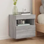 Comodă TV de perete cu lumini LED, gri sonoma, 40x30x40 cm GartenMobel Dekor