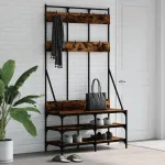Suport de haine cu raft de pantofi stejar fumuriu, 100x40x184cm GartenMobel Dekor