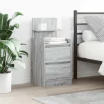 Noptiere cu 2 sertare 2 buc Gri Sonoma 38x34x80 cm GartenMobel Dekor