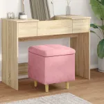 Ottomană de depozitare cu pernă Roz 40 x 40 x 45 cm Catifea GartenMobel Dekor