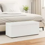 Taburet Alb Piele ecologică și lemn stratificat GartenMobel Dekor