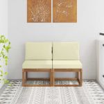 2 Bucată Canapea Medie pentru Exterior Lemn Solid de Acacia GartenMobel Dekor